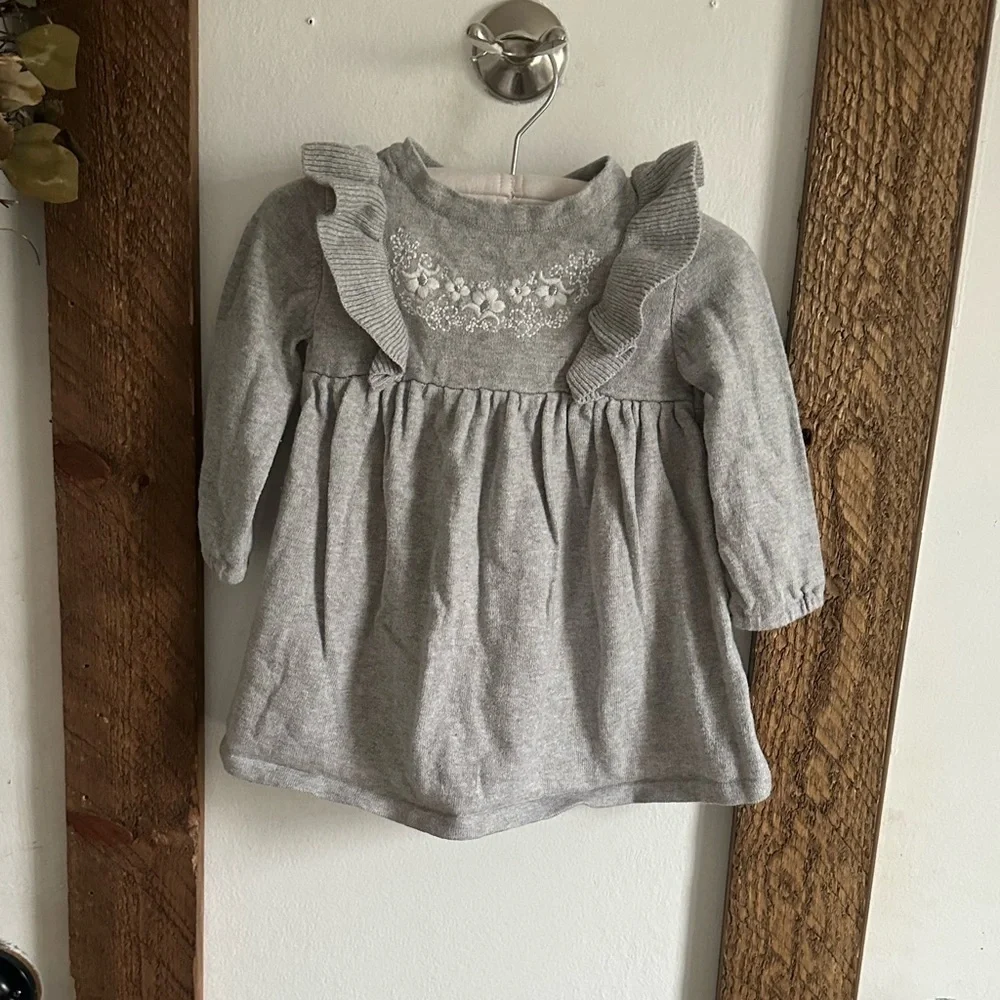 Baby Girl Embroidered Floral Knit Sweater Dress 6 Months Carter’s